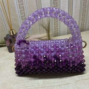 Elegant Purple Beaded Women's Handbag